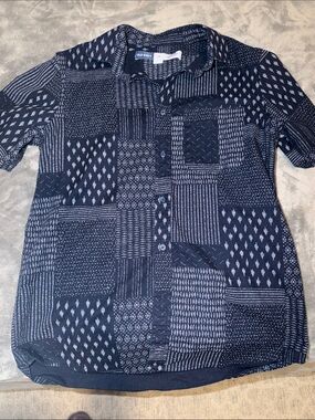 Old Navy Navy Patchwork-Print Short Sleeve Shirt